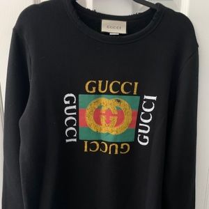 🔥GUCCI logo distressed crew sweatshirt🔥